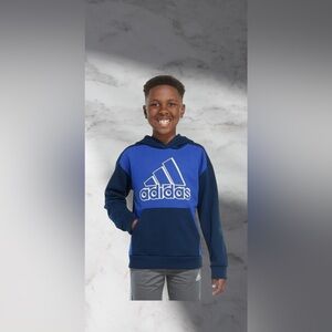 NEW Boy's Adidas Fleece Lined Blue Tech Hoodie Size Medium 10-12